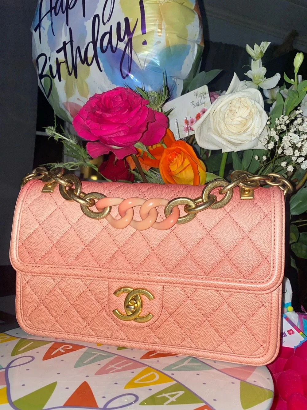 CHANEL “Sunrise by the sea” Quilted Crossbody Bag, Coral Pink with Gold Hardware